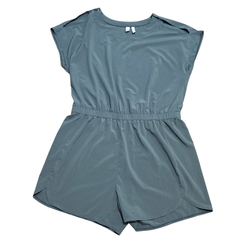 Z by Zella Dark Green Active Romper Split Shoulder Elastic Waist Large